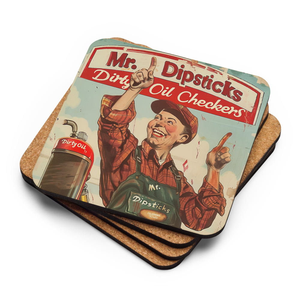 Mr. Dipstick's Cork-back Coaster (one)