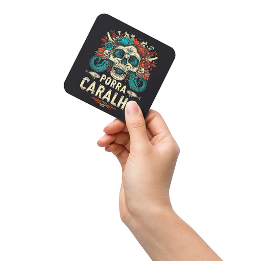 Porra Caralho Skull Cork-back Coaster (One)