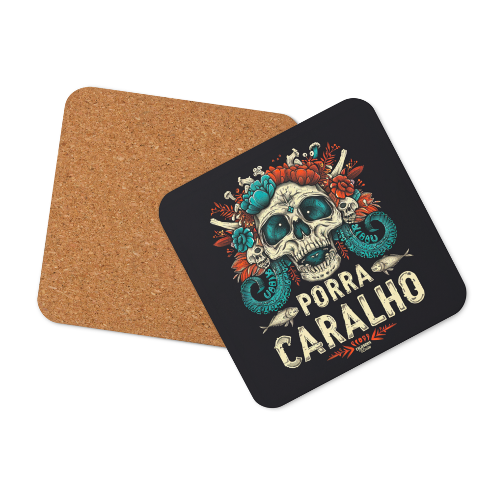 Porra Caralho Skull Cork-back Coaster (One)