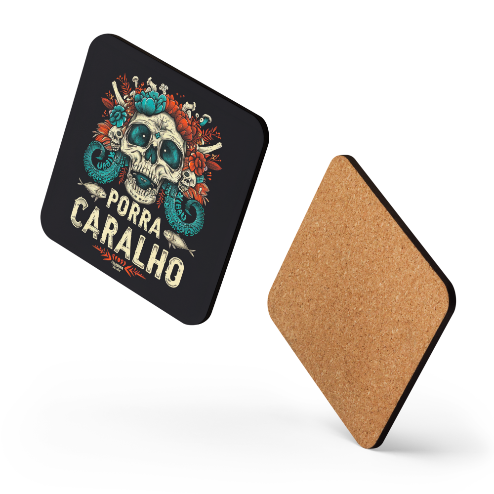 Porra Caralho Skull Cork-back Coaster (One)