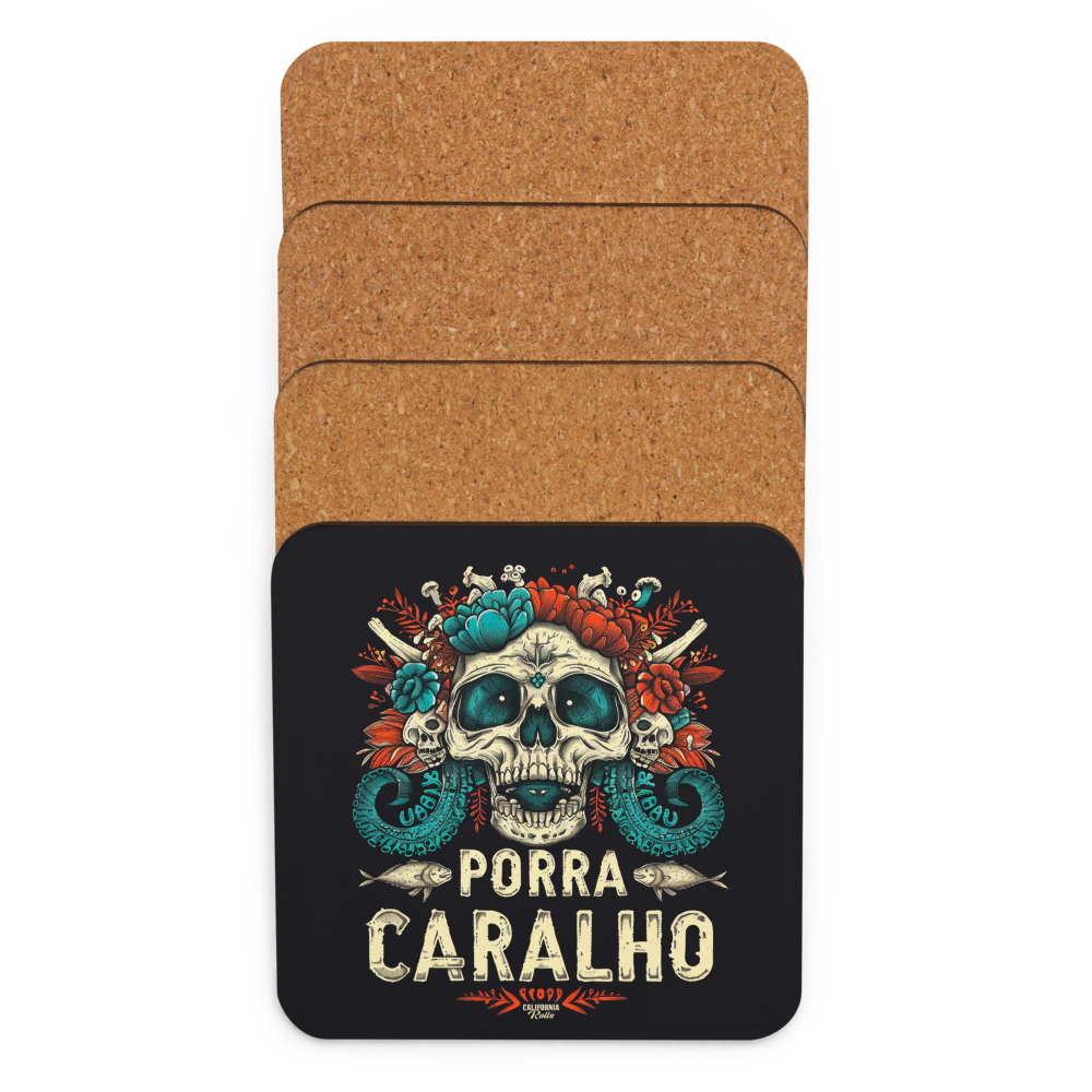 Porra Caralho Skull Cork-back Coaster (One)