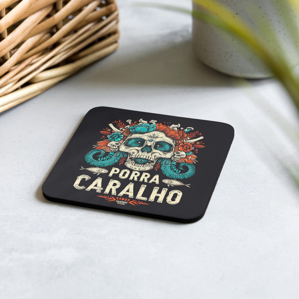 Porra Caralho Skull Cork-back Coaster (One)