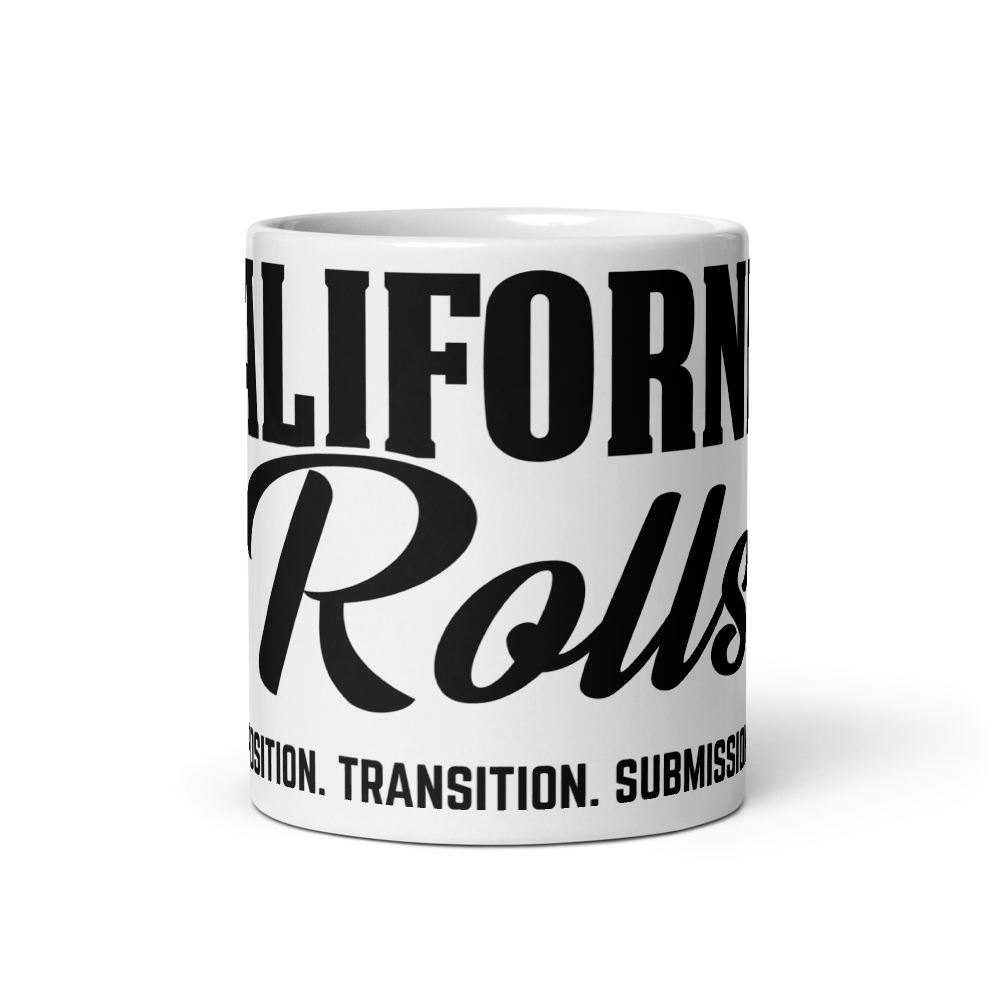 California Rolls "Position. Transition. Submission." Logo White Glossy Mug