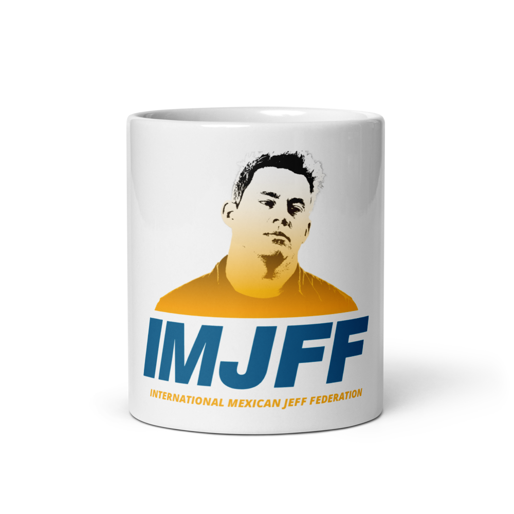 My Name's Jeff IMJFF Logo White Glossy Mug