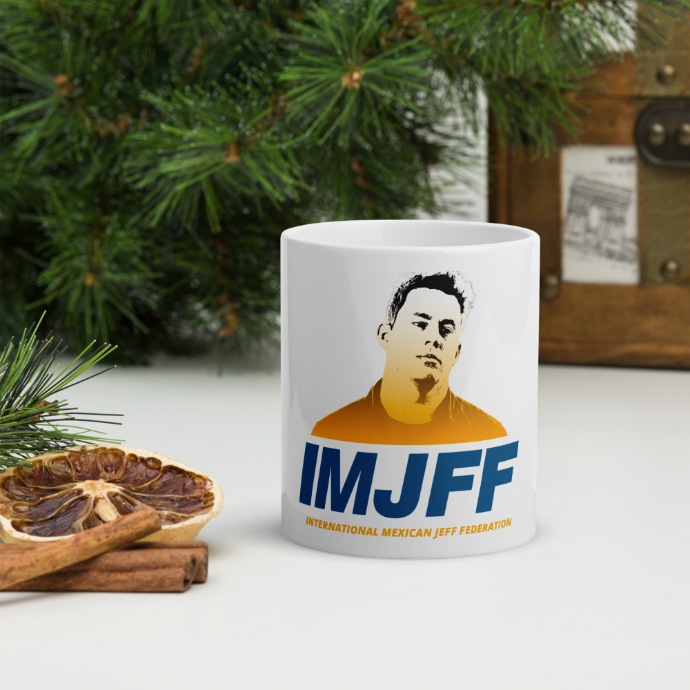 My Name's Jeff IMJFF Logo White Glossy Mug